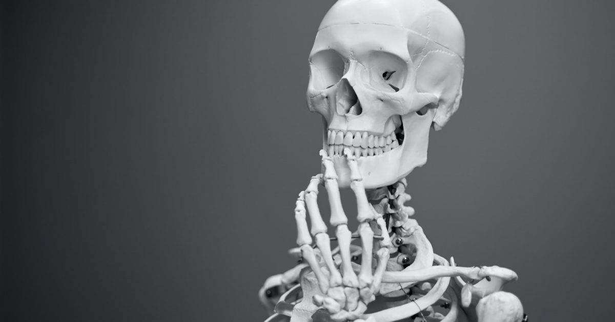 greyscale photography of skeleton
